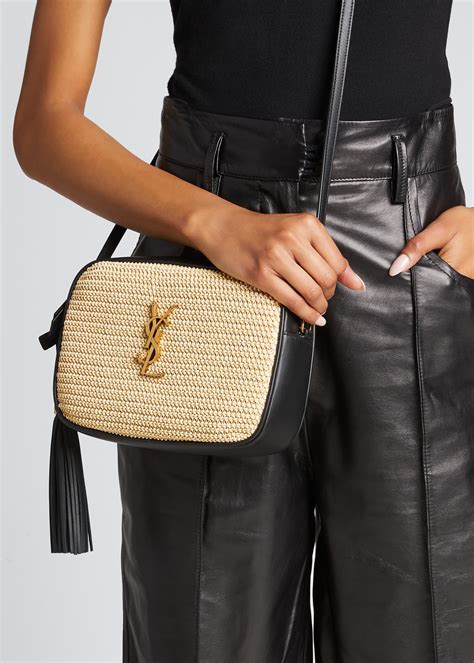 lou medium ysl monogram raffia camera bag|Saint Laurent Lou Medium YSL Monogram Raffia Camera Bag.